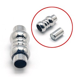 Stainless Steel Color Tarnish Resistant 304 Stainless Steel Magnetic Clasps with Glue-in Ends, Column, Stainless Steel Color, 20x9mm