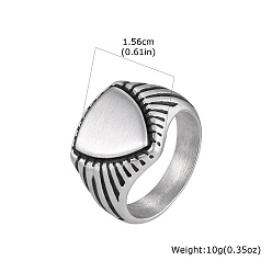 Antique Silver 304 Stainless Steel Finger Rings for Men, Triangle, Antique Silver, US Size 10(19.8mm)