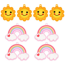 (52) Непрозрачная лаванда 8шт 2 стиль ПВХ пластиковые большие подвески, радуга и солнце с улыбающимся лицом, разноцветные, 50x61x14 mm и 49x40x18 mm, 4 шт / стиль