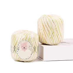 Зелено-Желтый Хлопчатобумажная сегментная окрашенная пряжа, для ткачества, вязание крючком, зеленый желтый, 1.2 мм, около 328.08 ярдов (300 м) / моток