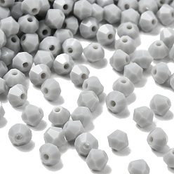 Серый Непрозрачные стеклянные бусы, двухконусные, граненые, серые, 4x3.5 мм, отверстие : 0.8 мм, около 720 шт / упаковка