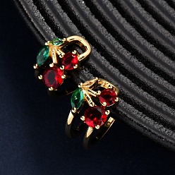 Вишня Серьги-манжеты из циркония, реальный 18 k позолоченный, вишня, 18x14x9 мм