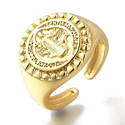 Настоящее золото 18K Обшивка стойки круглая с открытыми манжетами из нержавеющей латуни, перстни-печатки для женщин, без кадмия и без свинца, долговечный, реальный 18 k позолоченный, 16 мм