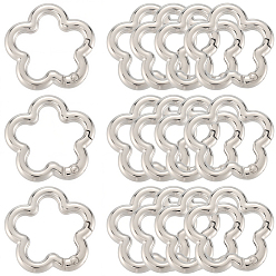 Платина 18шт. сплав пружинных затворных колец, цветок, платина, 27x28x4.5 мм