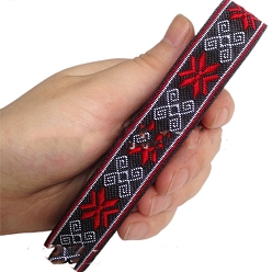 Красный 6.8m жаккардовая лента с цветочным рисунком в этническом стиле из полиэстера, красные, 3/4 дюйм (20 мм), около 7.44 ярдов (6.8 м) / рулон