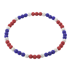 Капри Синий 1 ожерелья из полимерной глины с круглыми бусинами и стразами, Капри синий, 17.72 дюйм (45 см)