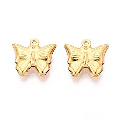 Настоящее золото 18K 304 из нержавеющей стали бабочки прелести, ионное покрытие (ip), реальный 18 k позолоченный, 15x15x4 мм, отверстие : 1 мм