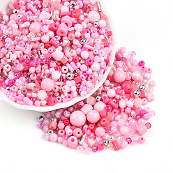 Pink Бисер из стекла , разнообразные, разнообразные, розовые, 2.5~12.5x2~8x2~8 мм, отверстие : 0.7~1.5 мм, Около 2045~3215 шт / фунт