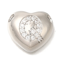 Letter Q Стойка металлическая латунная микропрофилированная кубическая циркония подвески, без кадмия и без свинца, сердце с подвесками в виде буквы az, платина, Буква Q, 14.5x16x6 мм, отверстие : 3 мм