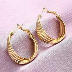 Настоящее золото 18K Латунные серьги-кольца, без свинца и без кадмия, долговечный, стойки покрытие, реальный 18 k позолоченный, 30x12.5x31.5 мм