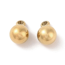 Настоящее золото 18K Ионное покрытие (ip) 304 брелоки из нержавеющей стали, круглый шарм, реальный 18 k позолоченный, 7.5x5 мм, отверстие : 1.4 мм