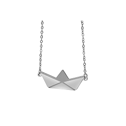 Серебро Персонализированные подвески в форме бумажных корабликов из нержавеющей стали для женщин, повседневный подарок, серебряные, 16.54 дюйм (42 см)