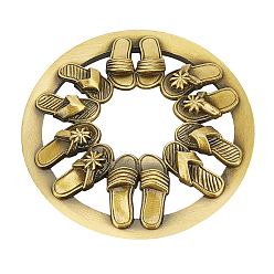 Античная Бронза Крышка из цинкового сплава, для ароматерапевтической свечи, плоский круглый с тапочкой, античная бронза, 81x14 мм