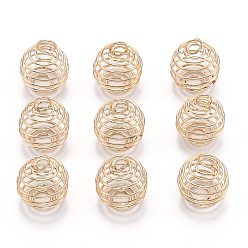 Light Gold Подвески железной проволоки, спиральные подвески из бисера, круглые, золотой свет, 17x14 мм, отверстие : 3.5 мм