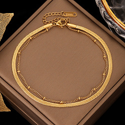 Круглые Браслеты на ногу из нержавеющей стали и латуни с двойной нитью, золотые, круглые, 8-1/4 дюйм (210 мм)