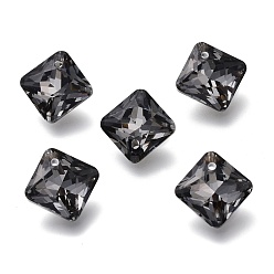 Silver Night Shade Стеклянные стразы подвески, с покрытием на задной стороне, граненые, квадрат / ромб, серебряный ночной оттенок, 11.5x11.5x5 мм, отверстие : 1.2 мм