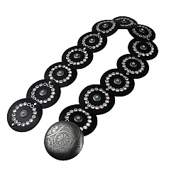 Черный Ремни-цепочки в стиле вестерн из искусственной кожи и искусственной смолы с имитацией драгоценных камней и пряжками из сплава, старинное серебро и платина, чёрные, 1040x91 мм