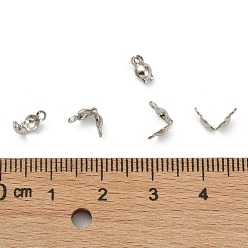Stainless Steel Color 304 Stainless Steel Bead Tips, Calotte Ends, Clamshell Knot Cover, Stainless Steel Color, 6x3mm, Hole: 1mm