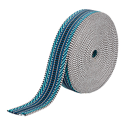 Бирюза 9.5~10 ярдов полиэстеровых жаккардовых лент, тирольская лента, узоров, бирюзовые, 1-1/2 дюйм (38 мм)