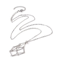 Платинированный Латунный мешочек для макраме, пустой держатель для камней для изготовления подвесных ожерелий, с тросовыми цепями и застежкой в виде клешни омара, Реальная платина, 23-5/8 дюйм (60 см)