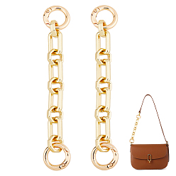 Золотой 2 шт. сплав прямоугольные и восьмиугольные звенья цепи удлинители для сумок, с литыми пружинными кольцами, золотые, 123 мм
