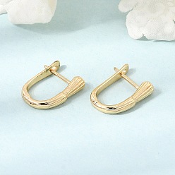 Real 18K Gold Plated Brass Hoop Earrings for Women, Oval, Real 18K Gold Plated, 16x3.5x14mm