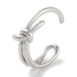 Платина Бант стойка покрытие латунь открытые манжеты кольца, широкие кольца для женщин, долговечный, без свинца и без кадмия, платина, 7.5 мм, регулируемый