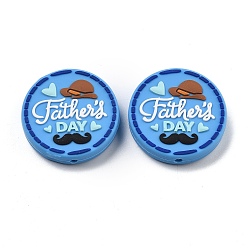 Круглые Силиконовые бусины на день отца, фокусные бусы, синие, круглые, 30x7 мм, отверстие : 2.5 мм