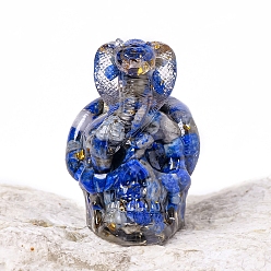 Ляпис-Лазурь Хэллоуинская змея с черепом, фигурки из смолы, с натуральными чипсами из лазурита внутри статуй для украшения домашнего офиса, 58x43 мм