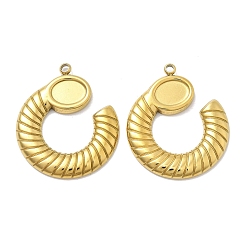 Настоящее золото 18K Ионное покрытие (ip) 304 подвеска из нержавеющей стали с кабошоном, c-образный, реальный 18 k позолоченный, 28x24x2.5 мм, отверстие : 1.5 мм