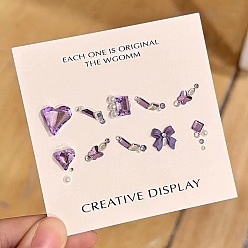 Medium Purple Nail Art Decoration Accessories Kits, including  Glass Rhinestone Cabochons, Iron Findings, Acryic Cabochons, Medium Purple, 2~14.5x2~12x3.5~5mm, Box: 44x16mm