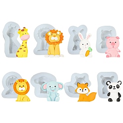 Mixed Color 8Pcs 8 Styles Animal Theme Silicone Molds, Mixed Color, 5.8~8.2x4~6x1.2~2cm
