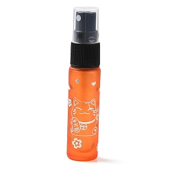 Dark Orange Glass Spray Bottles, Fine Mist Atomizer, with Plastic Dust Cap & Refillable Bottle, with Fortune Cat Pattern & Chinese Character, Dark Orange, 2x9.6cm, Hole: 9.5mm, Capacity: 10ml(0.34fl. oz)