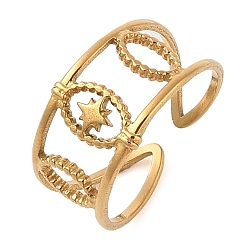 Звезда Ионное покрытие (ip) 304 открытые манжеты из нержавеющей стали для женщин, реальный 14 k позолоченный, звезда, 10.5 мм, регулируемый