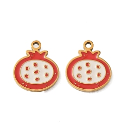 Pomegranate Фрукты 304 подвески из нержавеющей стали с эмалью, золотые, ионное покрытие (ip), гранатовые прелести, 14x12x1.5 мм, отверстие : 1.5 мм