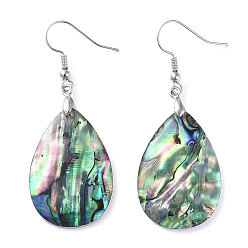 Платина Серьги с раковиной ушка / ракушка, с латунными зажимами для подбора льда и крючками для сережек, слеза, платина, 53 мм, штифты : 0.7 мм