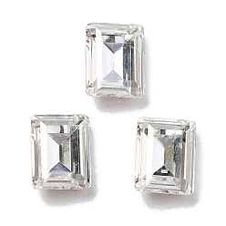 Серебряный Оттенок K 9 кабошоны из стеклянного страза, задние и задние, прямоугольные, серебряный оттенок, 10x8x5.5 мм