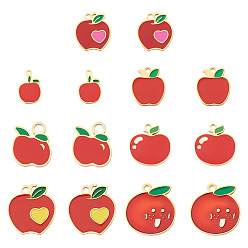 Золотой 14шт 7 стили 304 подвески из нержавеющей стали, с эмалью, яблочный шарм, золотые, 11~15x8.1~14x0.9~1.5 мм, отверстие : 1~2.3 мм, 2 шт / стиль