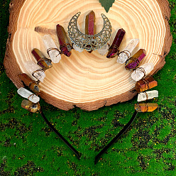 Луна Ободки для волос из натурального кварца и фиолетового кварца, корона для волос, для женщин девушек, луна, 200x160 мм