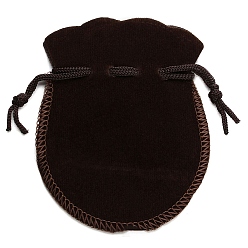 Кокосово-Коричневый Бархатные мешочки на шнурках, конфеты подарочные пакеты, Рождественская вечеринка, свадебные сувениры сумки, кокосового коричневый, 9x7 см, 10 шт / комплект
