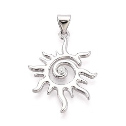 Платина Латунные подвески, солнечные чары, платина, 25x19~20x1.5 мм, отверстие : 4.5x3.5 мм