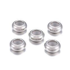 Нержавеющая Сталь Цвет 202 из нержавеющей стали бусы, с резиной внутри, ползунки, рондель, цвет нержавеющей стали, 10x4.5 мм, отверстие : 5.5 мм, резиновое отверстие: 3 мм