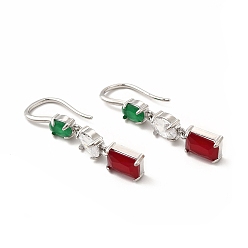 Платина Серьги-гвоздики из латуни с кубическим цирконием, долговечные серьги с подвесками для женщин, без свинца и без кадмия, платина, 34.5 мм, штифты : 1 мм