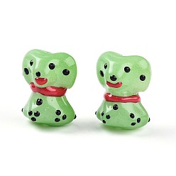 Зеленый лайм Эмалевые бусины ручной работы в технике лэмпворк, собака, зеленый лайм, 17.5~18x14~14.5x12~13.5 мм, отверстие : 1 мм