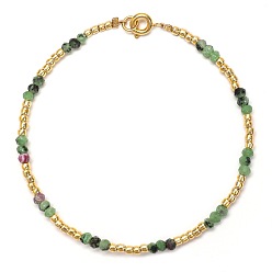 Рубин В Цоизита Браслеты из натурального рубина в цоизите и стеклянного бисера для женщин, рондель, 7.09 дюйм (18 см)