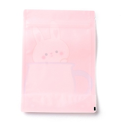 Rabbit Plastic Zip Lock Bag, Storage Bags, Self Seal Bag, Top Seal, with Cup Shape Window, Rectangle, Pink, Rabbit Pattern, 18x13x0.15cm, Unilateral Thickness: 3.9 Mil(0.1mm)