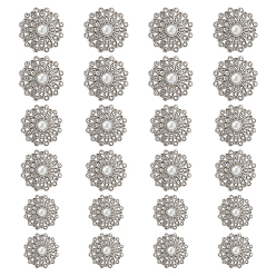 Платина 24шт 3 стили сплав горный хрусталь хвостовик кнопки, с имитацией жемчужина бисера, цветок, 1-луночное, платина, 17.5~22.5x10.5~11.5 мм, отверстие : 2.5 мм, 8 шт / стиль