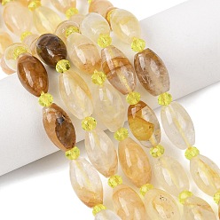 Yellow Hematoid Quartz Натуральный желтый гематоидный кварц/золотистый целебный кварц, нити бусин, рис, с бисером, 13x8 мм, отверстие : 0.8 мм, около 23~24 шт / нитка, 15.35''~15.55'' (39~39.5 см)