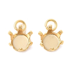 Золотой Ионное покрытие (ip) 304 подвески из нержавеющей стали со стразами, закрепки-когти, полированный, плоско-круглые, золотые, пригодный для стразов 2 мм, 6x3.5x3 мм, отверстие : 1.8 мм