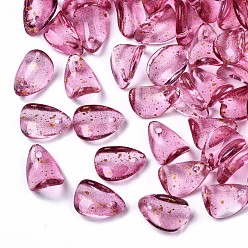 Камелия Прозрачные брызги окрашенные стеклянные подвески, золотой фольгой, Petaline, камелия, 12x8x4.5 мм, отверстие : 1 мм